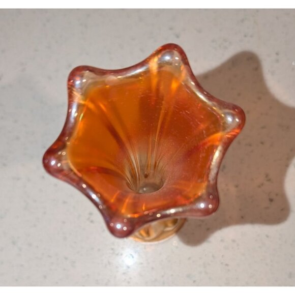 Carnival Glass Vase Circa 1907-1930  Imperial Glass Co. Marigold Iridescent - Picture 2 of 10